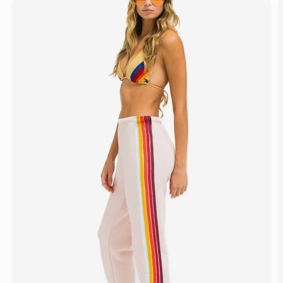 Aviator Nation Light Pink Hoodie with Rainbow Stripes - Picture 2 of 2